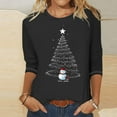 thumbnail image 2 of Bcresic Womens Xmas Glitter Tree T-Shirt Christmas Ugly Santa Basic Tee Shirts Trendy 3/4 Sleeve Top Blouses Casual Crewneck Pullover Blouse Tunic Tshirt,X02_Black,Large, 2 of 4