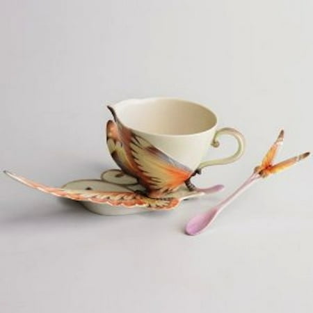 - Franz Porcelain - Cup, Saucer & Spoon Set - Papillon Butterfly