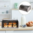 thumbnail image 3 of Stainless Steel Bread Box Countertop Bread Storage Box With Window Modern Bread Box For Kitchen Stainless Steel Bread Holder, 3 of 8