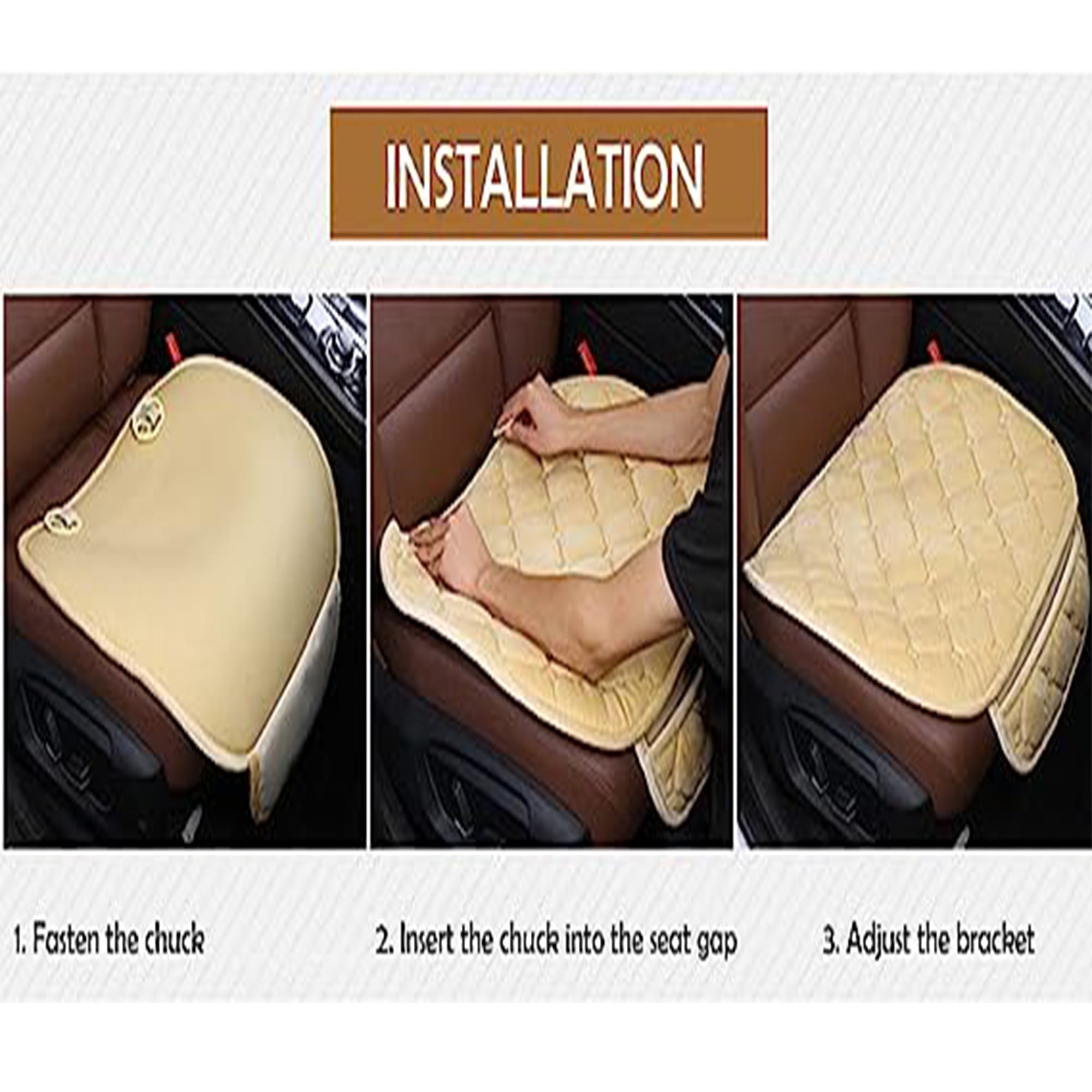 Car Seat Cushion With Non-slip Rubber Bottom And Storage Bag, High