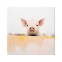 Stupell Industries Modern Pig Peeking Animals & Insects Painting Gallery Wrapped Canvas Art Print Wall Art, 17 x 17