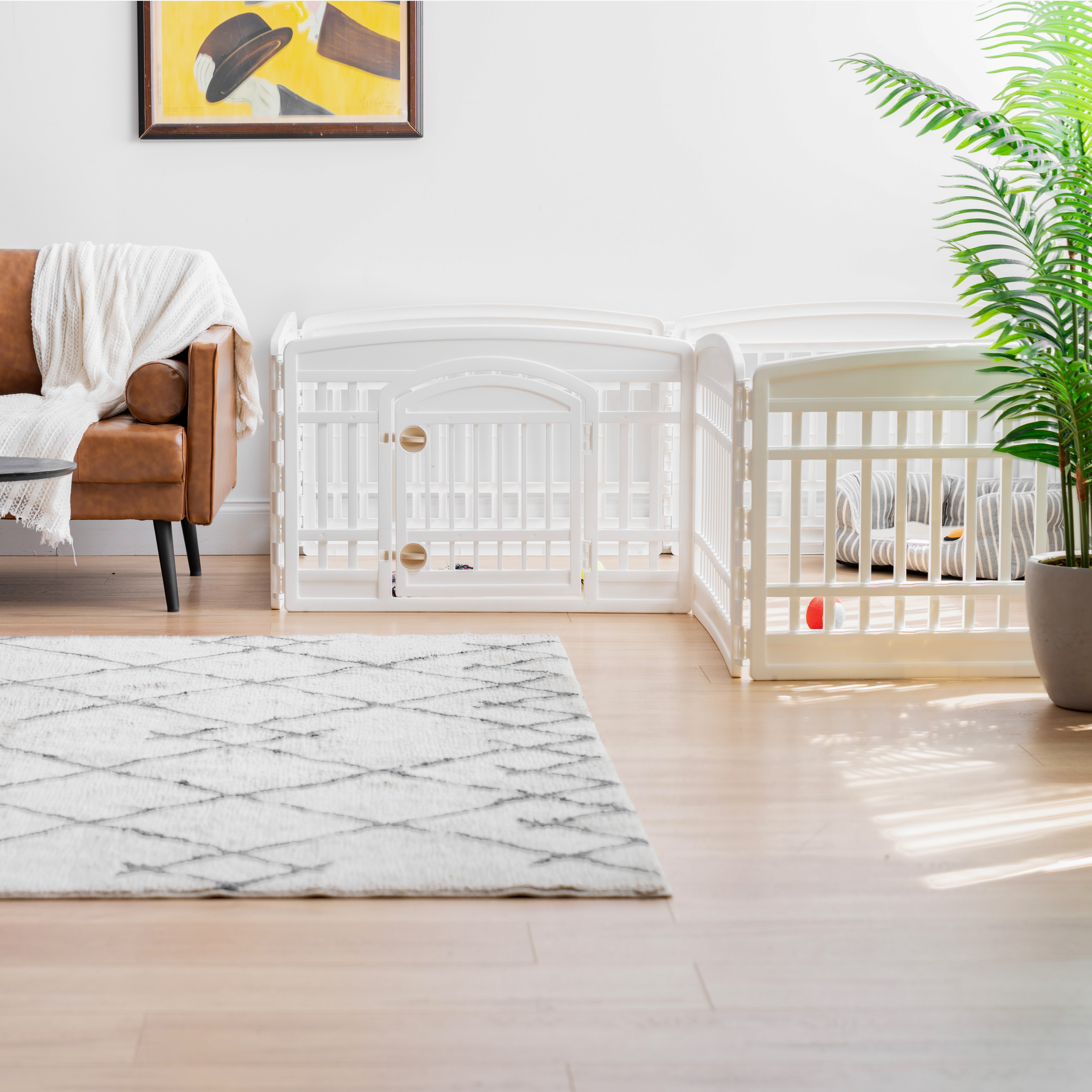 IRIS 24-In Dog Playpen - Pet Exercise Pen with Door - 4 to 8 Panel Sizes, White