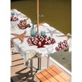 thumbnail image 2 of Outdoor Tablecloths with Umbrella Hole & Zipper, Brown Starfish Coastal 54x54 Inch Square Tablecloths, Coral Nautical Summer Ocean Waterproof Table Cloth, Patio/Pool/Picnic Table Covers, 2 of 8