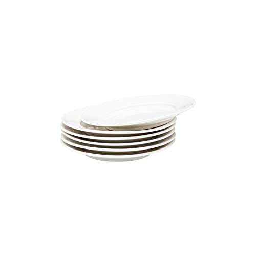 Vikko Appetizer Plate, Set of 6 Restaurant Style 6.5" Round Saucer Plates, Fine Porcelain Dessert Plate, Dishwasher Safe