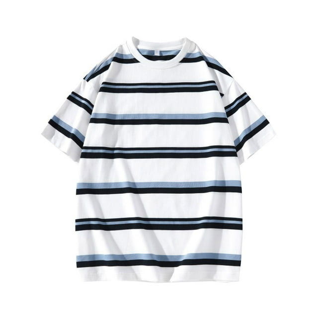 T-Shirts pour Hommes, Shorts pour Hommes, T-Shirt à Rayures Automne Col Rond Manches Courtes Blouse, Shorts Courts pour Hommes, T-Shirts TTTG pour Hommes
