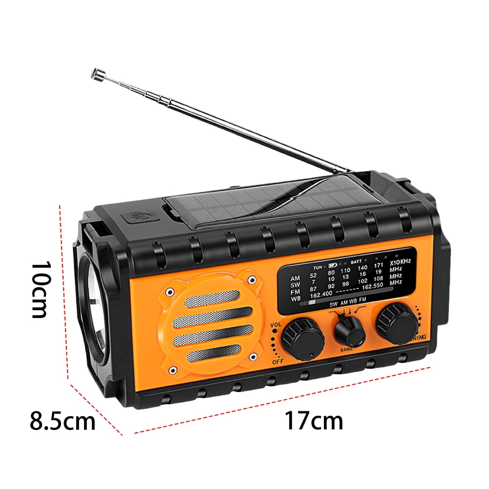 HUISZJ Hand Crank Emergency Radio Solar Powered Radio Portable Weather Radio Solar Radio for Outdoor Camping Emergency(Orange)