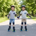 thumbnail image 4 of Gymax Patins à Roulettes pour Enfants 4 Tailles Réglables Patins Quad avec Roues Lumineuses pour 5-7 Ans Bleu Marine, 4 of 10