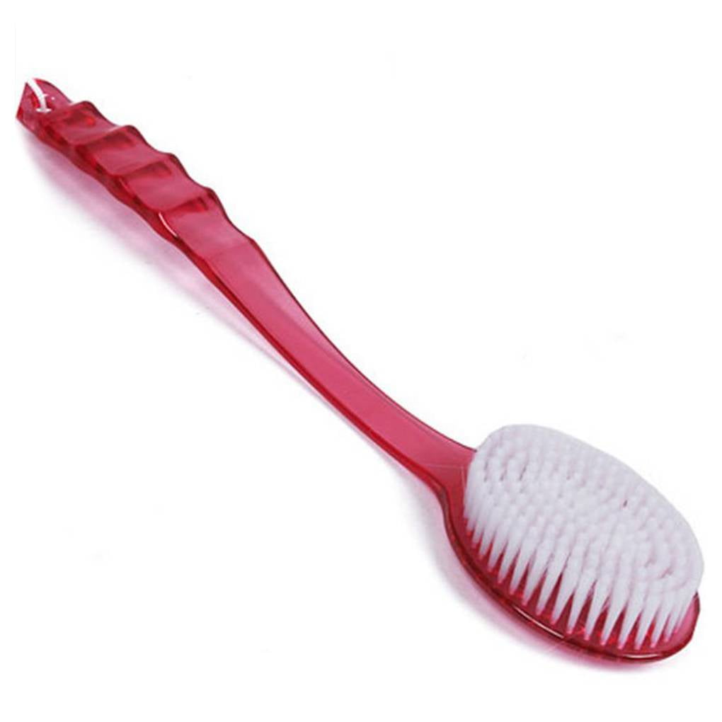 Bath Brush Long Handle For Shower Long Handle For Exfoliating Back Body And Feet Bath And Shower Scrubber（Rose Red)