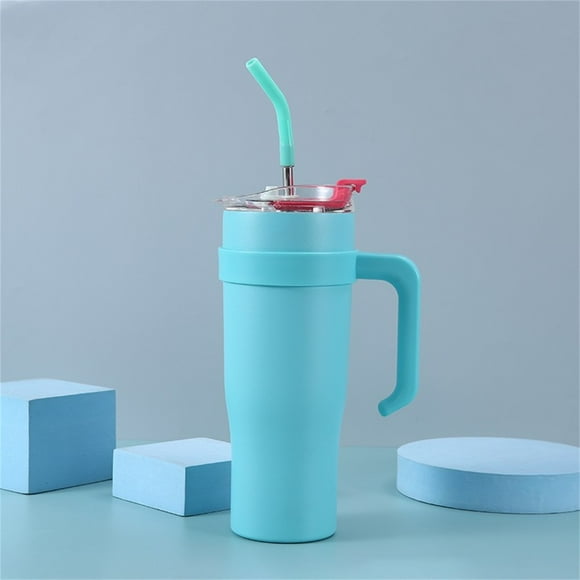 Back to School! pstuiky Water Cup with Straw and Lid, High-capacity 40oz Handle Cup, Stainless Steel Insulation Cup, Cold Insulation Vacuum Car Mounted Straw Handle, Car Water Cup