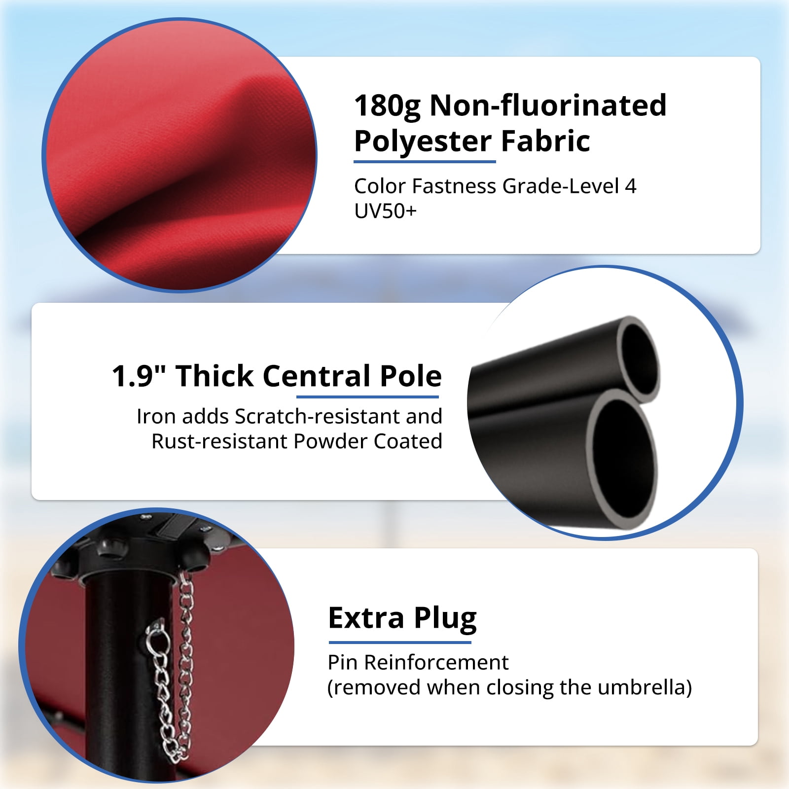 Betcozy Patio Umbrella with Base, 15ft Large Double-Sided Rectangle Umbrella, Outside Market Umbrellas for Deck, Poolside, Backyard, Red
