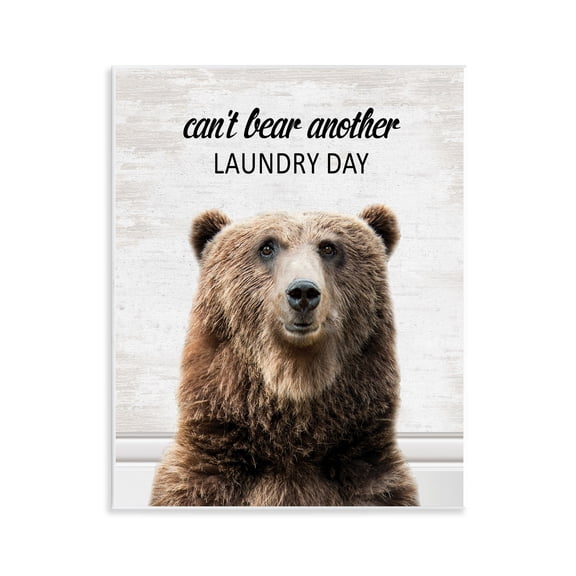 Stupell Industries Can't Bear Another Laundry Day Quotes and Sayings Painting Unframed Art Print Wall Art, 11 x 14