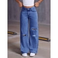 thumbnail image 4 of Women'S Ripped Jeans High Waisted Distressed Baggy Straight Wide Leg Pants XS, 4 of 8