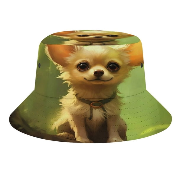 Chihuahua Sombrero bucket para adultos, gorra de protección solar, sombrero de pescador plegable para viajes al aire libre, pesca y actividades de verano