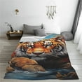 thumbnail image 5 of Zufioo Colorful Plant Tiger Fleece Blanket Queen Size,Plush Bed Blanket,Ultra Soft Throw Blanket,Plush Fuzzy Cozy Blanket Perfect for Bed,Couch-60"x50", 5 of 7