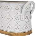 thumbnail image 6 of Northlight 11.25" White Oval Embossed Utensil Caddy with Side Handles and Wooden Base, 6 of 7