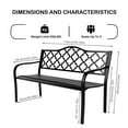 thumbnail image 5 of 50 Inch Black Outdoor Metal Bench, Heavy Duty Patio Bench, 5 of 6