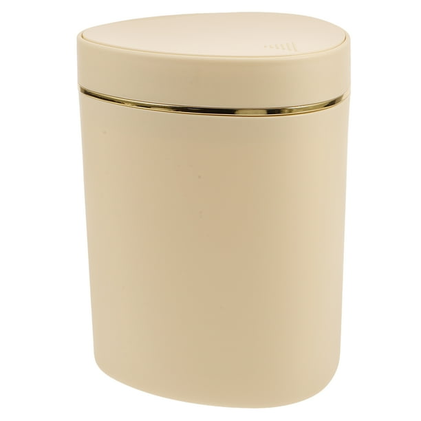 GOOHOCHY Mini bote de basura con tapa, bote de basura pequeño, bote de basura de escritorio, bote de basura de encimera, mini botes de basura, cesto de basura pequeño