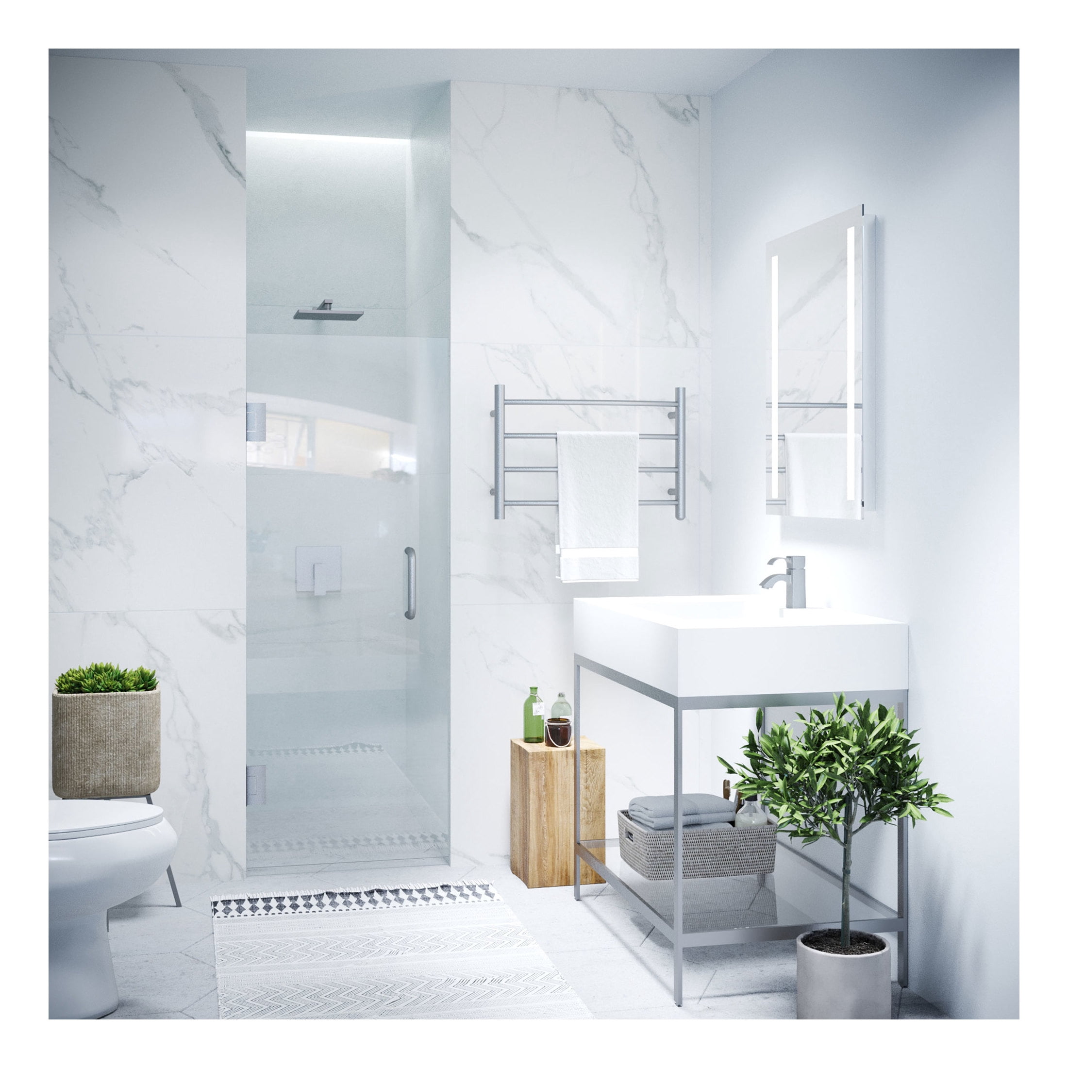 Passion Series 24 in. x 70 in. H Hinged Frameless Shower Door in
