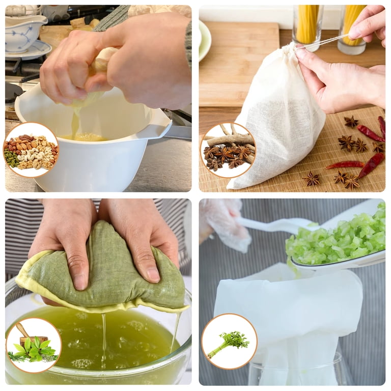 TSV 3-Piece Nut Milk Bags Cotton Cheesecloth photo 3