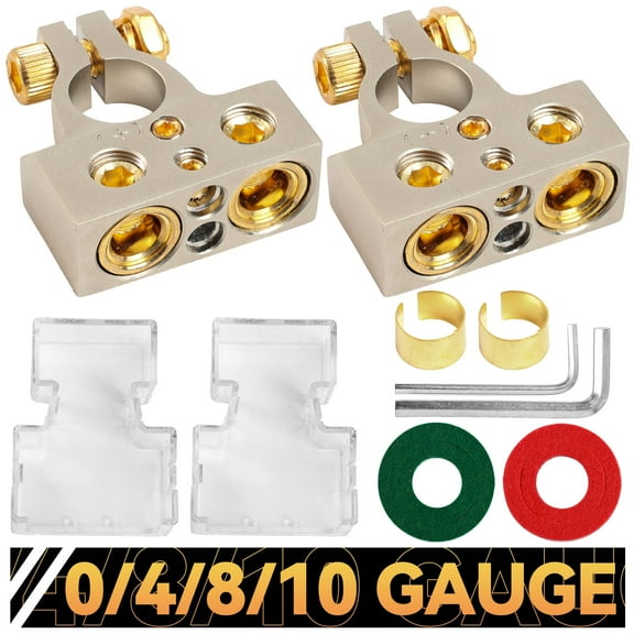 OEMASSIVE 2pcs Positive Negative Car Battery Terminal Clamp Connector Kit Cover Washers