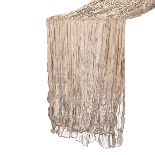 Unique Bargains 13Ft Cheesecloth Table Runner 35 x 157 Inch Rustic Gauze Tablecloth, Sand