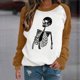thumbnail image 2 of Blusa de manga larga con estampado de esqueleto de Halloween a la moda para mujer, suéter informal con cuello redondo, Tops, camisetas Fridja  fjkfkj6824, 2 of 6