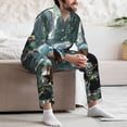 thumbnail image 7 of Naloa Turtle In Jungle Waterfall Men’s Pajamas Set - Long Sleeve Button Down Sleep Shirt and Pajama Bottoms Sleepwear Set-Medium, 7 of 7