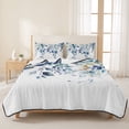 thumbnail image 3 of Twin Quilt Set 68''x86'', Blue Teal Eucalyptus Leaves Lightweight Summer Bedspread Coverlet Set with 2 Pillow Shams, Watercolor Weeping Botanical Breathable All Season Quilt Bedding for Dorm/Bedroom, 3 of 9