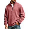 thumbnail image 6 of GrmtClth Mens Half Zip Stand Collar Waffle Grid Pullover Tops Textured Knit Long Sleeve Light Warm Autumn Winter Casual Office Polo Shirts Wine XL, 6 of 7