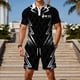 thumbnail image 1 of WILLBEST Conjunto Deportivo de Verano para Hombre con Estampado de Letras Europeas, Camisa de Manga Corta con Cuello Abotonado y Pantalones Cortos con Bolsillo 1628, 1 of 5