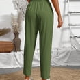 thumbnail image 4 of Women's Wide Leg Linen Pants Loose Fits Drawstring Elastic Waist Cotton Linen Palazzos Pant Womens Summer Casual Solid Plus Size Relaxed Lightweight Breathable Pants, 4 of 5