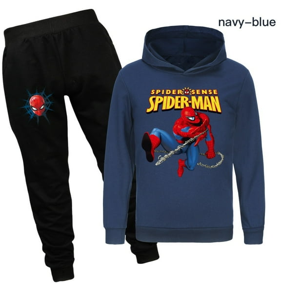 Spider-Man Hoodie Jogging Pants Set 2, Boys And Girls Casual Sportswear Suit, Hooded Sweatshirt, Hooded Top