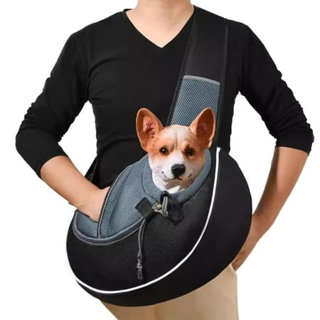 ZIHAO Dog Sling Carrier Puppy Carrier Purse with Storage Pocket Hand Free Adjust Mesh Sling Bag for Cat Kitty Crossbody Satchel Purse for Outdoor Travel Safety Harness(up to 10 lbs) (Mix  Medium)