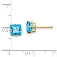 thumbnail image 3 of Real 14kt Yellow Gold 6mm Princess Cut Blue Topaz EarRings; for Adults and Teens, 3 of 3