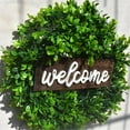 thumbnail image 5 of American style Welcome simulation flower wreath door decoration green flower wreath wooden pendant, 5 of 8