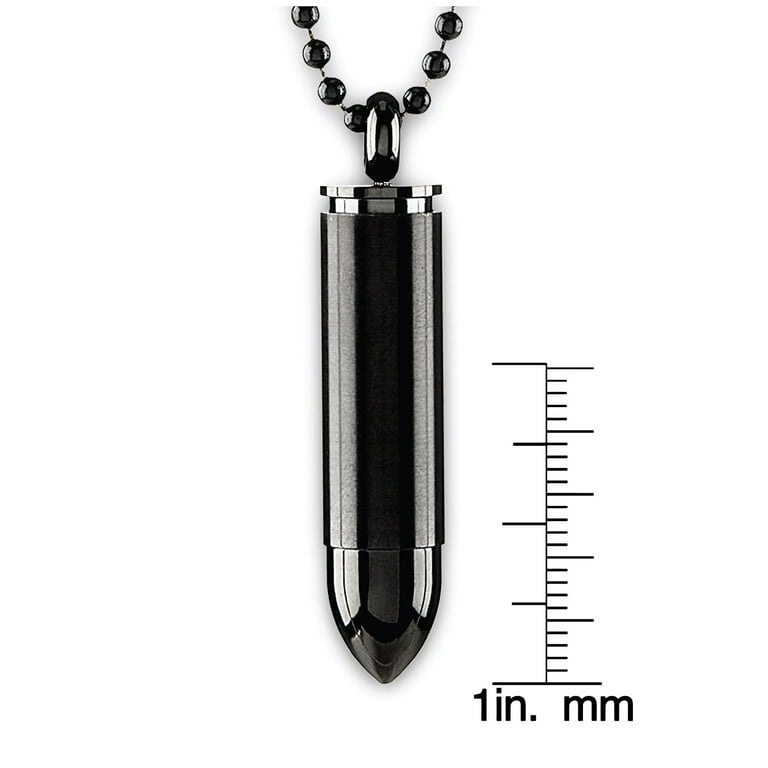 Crucible Jewelry Men's Dual Finish Bullet Capsule Black Plated