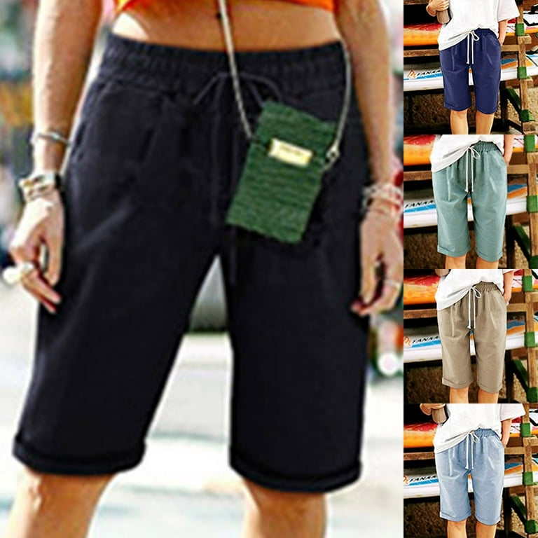 Ana Plus Size Womens Elastic Waist Drawstring Hot Pants Ladies Summer Casual Shorts