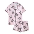 thumbnail image 2 of FASHOFT Cute Pj Bow Pajamas Sets for Women 2 Piece Button Up Short Sleeve Nightwear Lounge Soft Comfy Sleepwear White S, 2 of 8