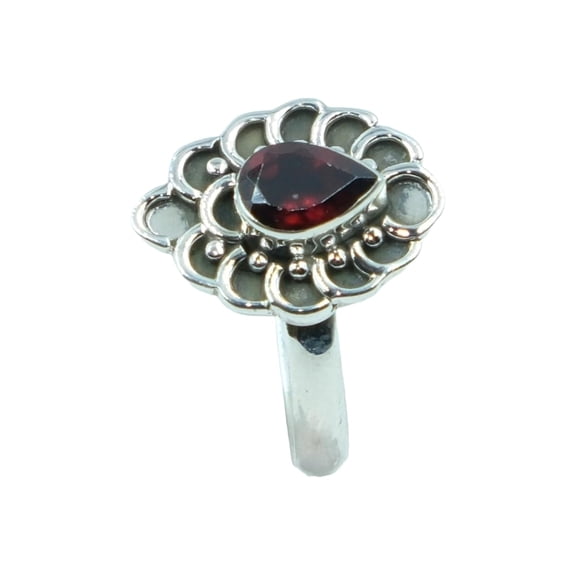 Natural Red Garnet Cut Stone 925 Sterling Silver Handmade Statement Boho Ring Gift Jewelry For Her