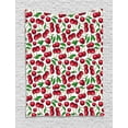 thumbnail image 1 of Cherry Tapestry, Cartoon Graphics of Juicy Summer Season Fruit Art Ripe Food Pattern, Wall Hanging for Bedroom Living Room Dorm Decor, 60W X 80L Inches, Dark Pink White and Green, by Ambesonne, 1 of 2