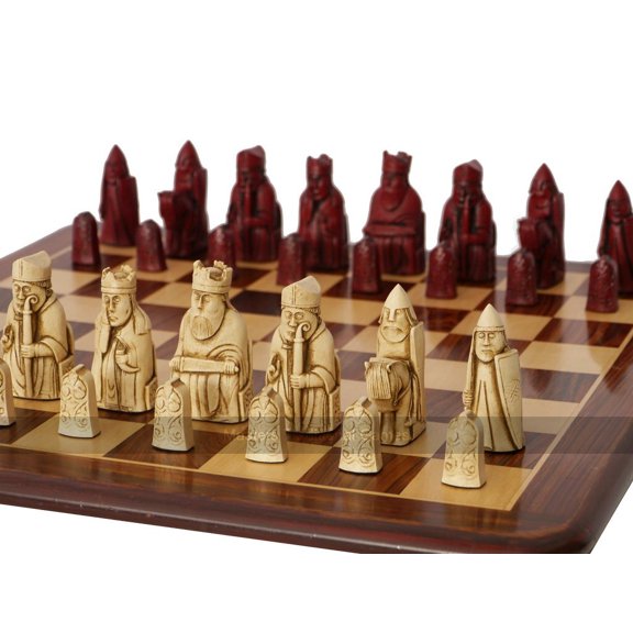 Isle of Lewis Chess Set by Berkeley Chess with 3.5 inch King in Cream and Red