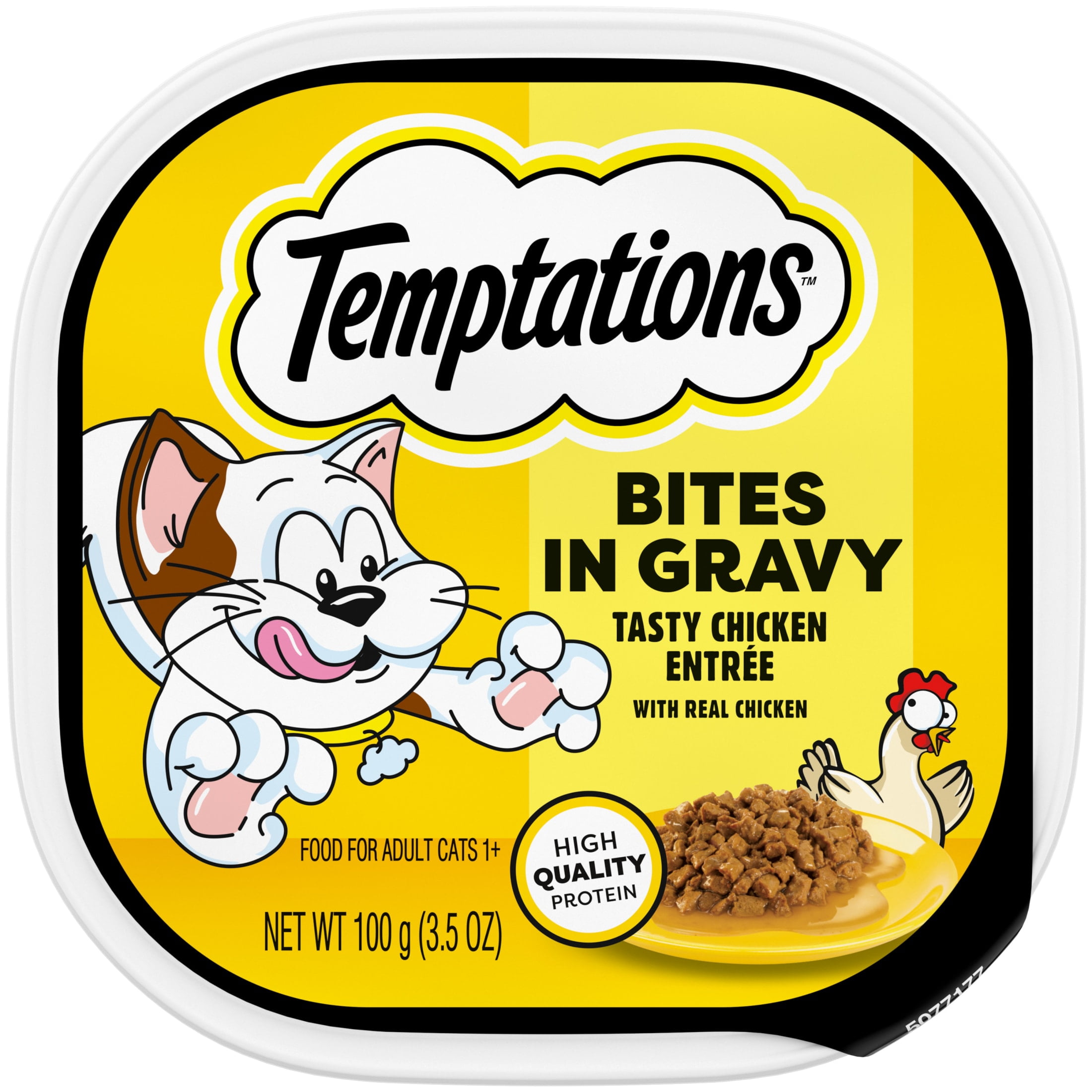 (24 pack) Temptations Tasty Chicken Flavor Bites In Gravy Wet Cat Food For Adult Cats, 3.5 Oz Tray