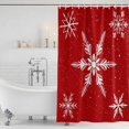thumbnail image 3 of Red Christmas Shower Curtain, Waterproof Shower Curtains for Bathroom, Xmas Snowflake Winter Washable Fabric Bathtub Curtain Set Bath Decor with 12 Hooks 72"x78", 3 of 8