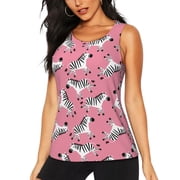 Picia Cute Cartoon Zebra Pattern Womens Workout Tank Top,Breathable Activewear,Slim Fit Athletic Top,Versatile Workout Moisture-wicking top-Large