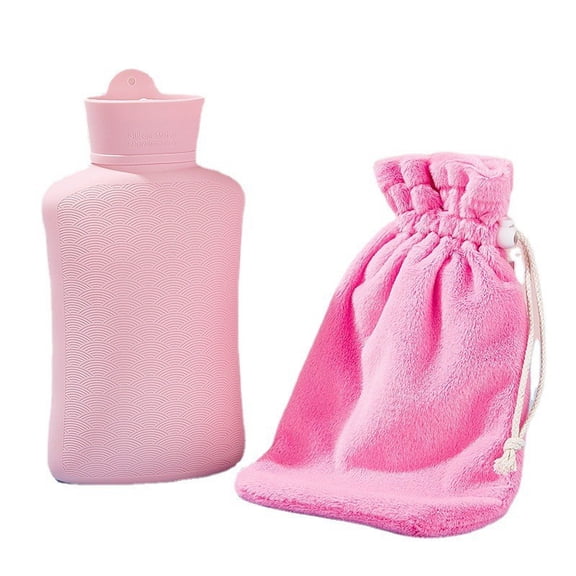 1 Liter Microwaveable Silicone Hot Water Bottle with Cover, Silicone BPA-Free Hot Water Bottles for Pain Relief Hot Water Bag with Cover