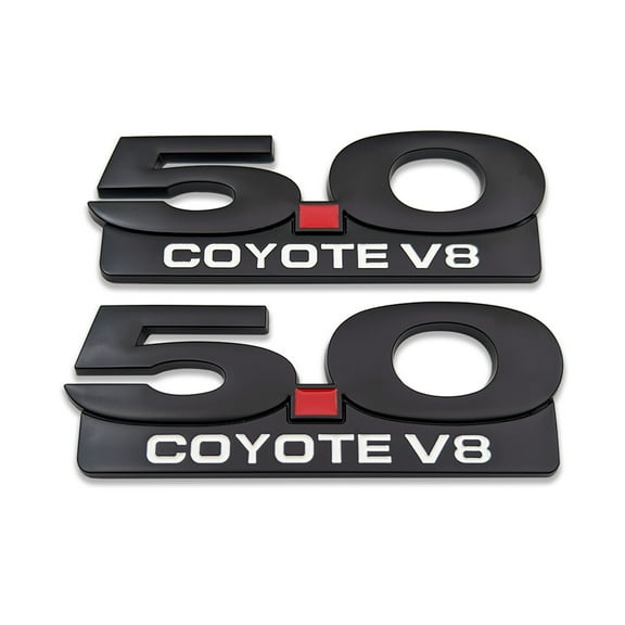2x Black 5.0 Coyote V8 Car Side Emblem Badge Metal Sticker Decal
