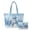 Blue Snowman Print, variant on Christmas Tabby Cat Quilted Tote Bag Set 2 Piece for Women, Matching Cosmetic Pouch Padded Shoulder Bag with Large Capacity, Ideal for Holiday, Gift for Ladies