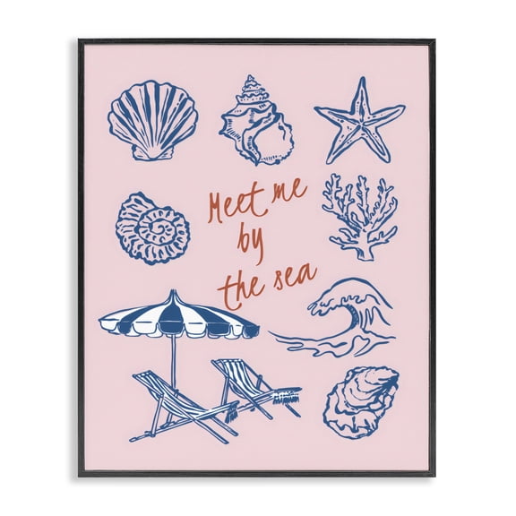 Stupell Industries Contemporary Meet Me By The Sea Black Framed Giclee Art, 11 x 14, by The Prints Vibe