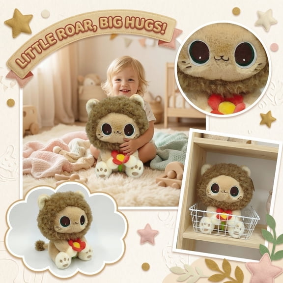 Lion Plush Toy, Sitting Posture, 11.8 inch, 1 Pack, Soft Cuddly Toy for Kids Snuggle and Play