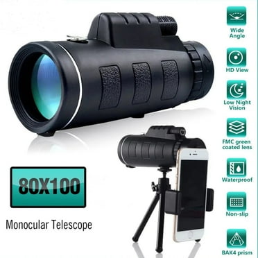 80x100 Zoom HD Monocular Starscope Monocular Telescope BAK4 Day/Night Vision